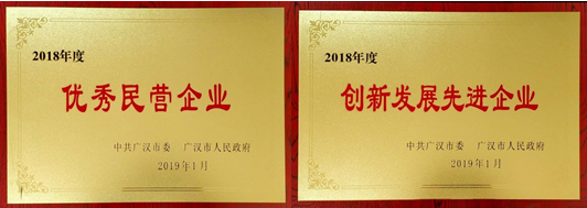公司榮獲廣漢市“優(yōu)秀民營企業(yè)”“創(chuàng)新發(fā)展先進(jìn)企業(yè)”稱號